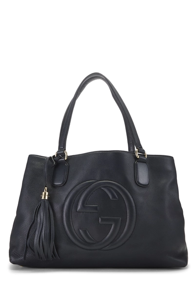 Gucci Navy Leather Soho Working Tote Large