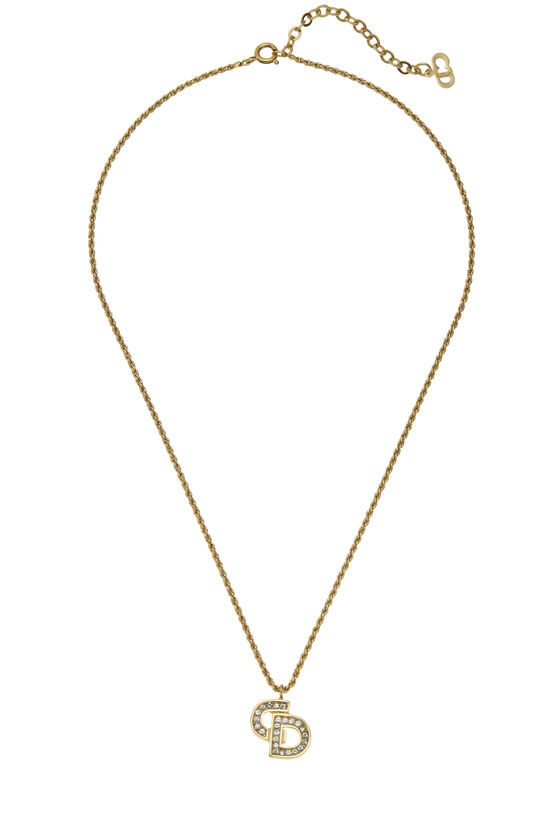 Gold & Crystal 'CD' Necklace, , large image number 1
