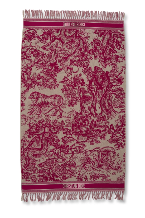 Pink Toile de Jouy Beach Towel, , large image number 0