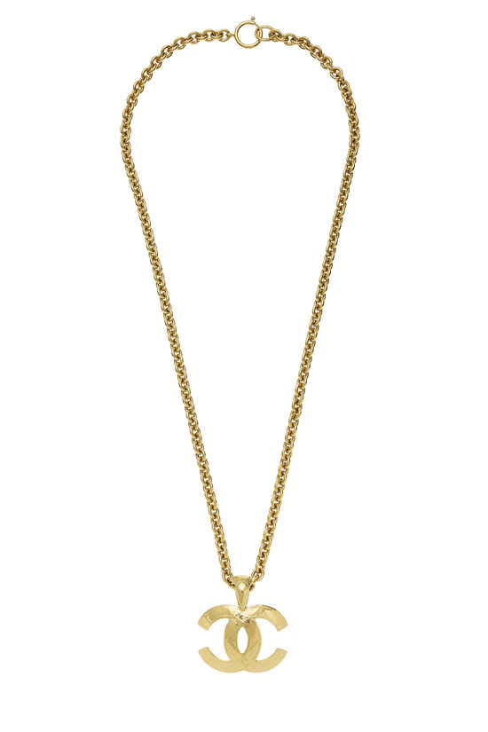 Gold Quilted 'CC' Necklace Large, , large image number 0