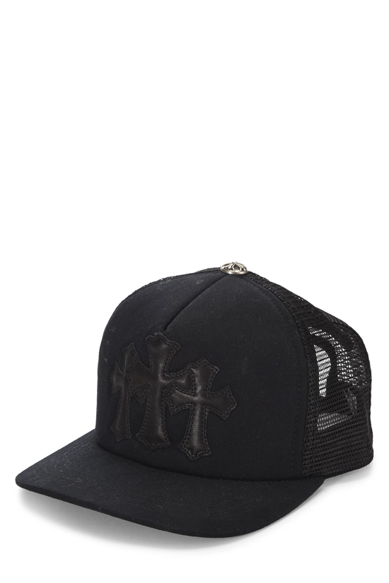 Pre-Owned Black Triple Cemetery Cross Trucker Hat QZA8QY4XKB001