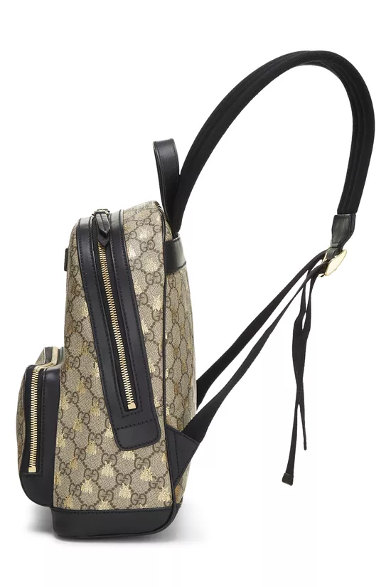Black GG Supreme Canvas Bee Backpack, , large image number 2