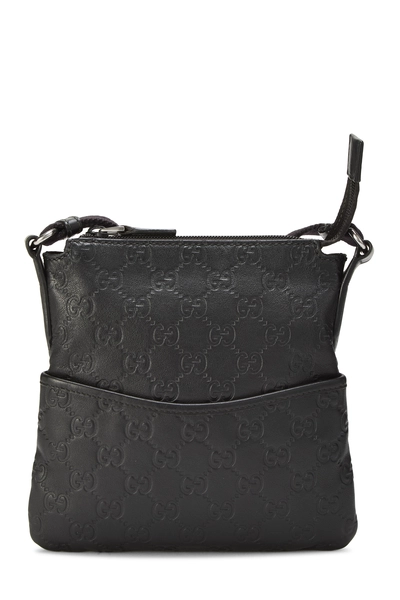 Gucci Black Guccissima Leather Pocket Messenger