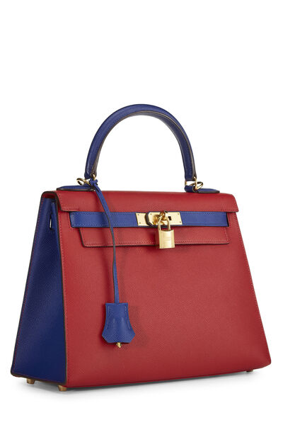 Rouge Casaque & Blue Electric Bicolor Epsom Special Order Kelly Sellier 28, , large