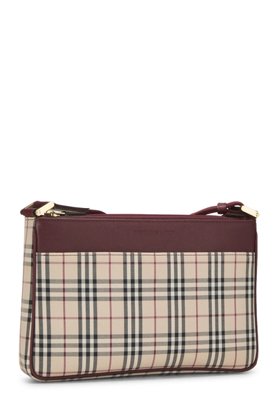 Burgundy House Check Jacquard Crossbody Small, , large