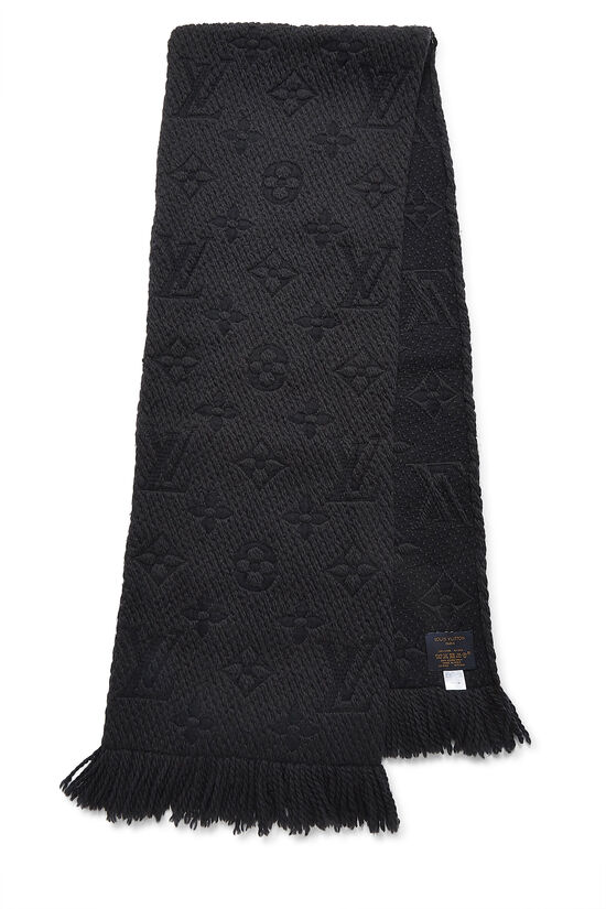 Black Wool Logomania Scarf, , large image number 0