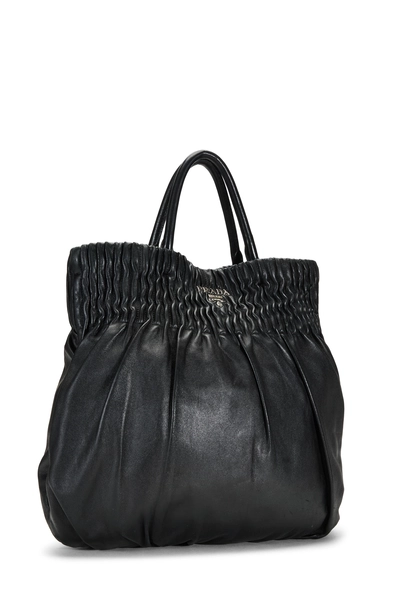 Prada Black Calfskin Pleated Tote Small — photo 2