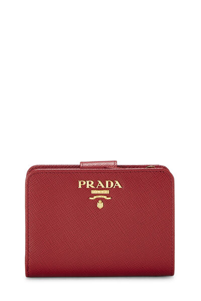 Red Saffiano Zip Around Compact Wallet
