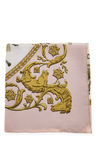 Pink & Multicolor 'La Promenade de Longchamps' Silk Scarf 90, , large