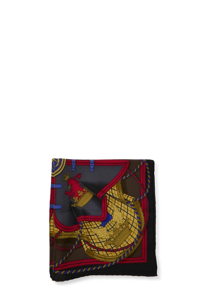 Black & Multicolor 'Grande Tenue' Silk Pocket Square, , large