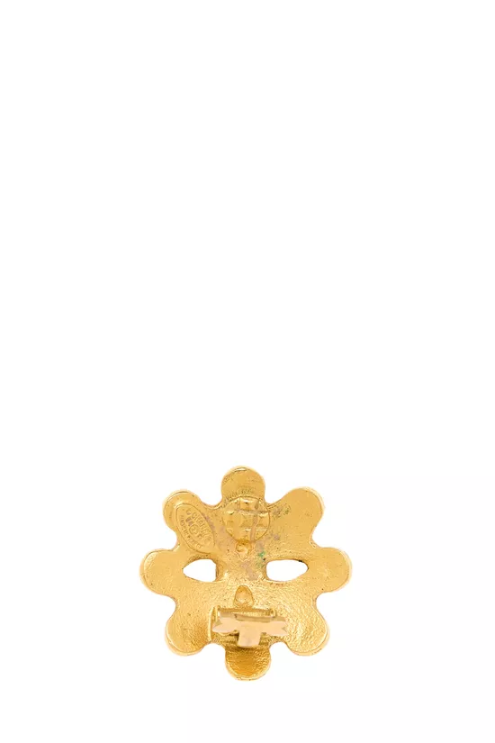 Gold Squiggle Border 'CC' Earrings, , large image number 2