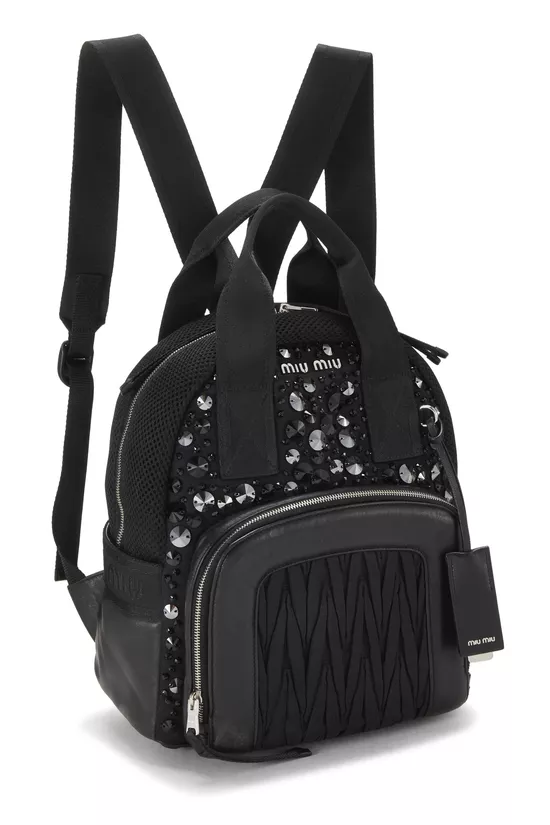Black Beaded Mesh Backpack, , large image number 1