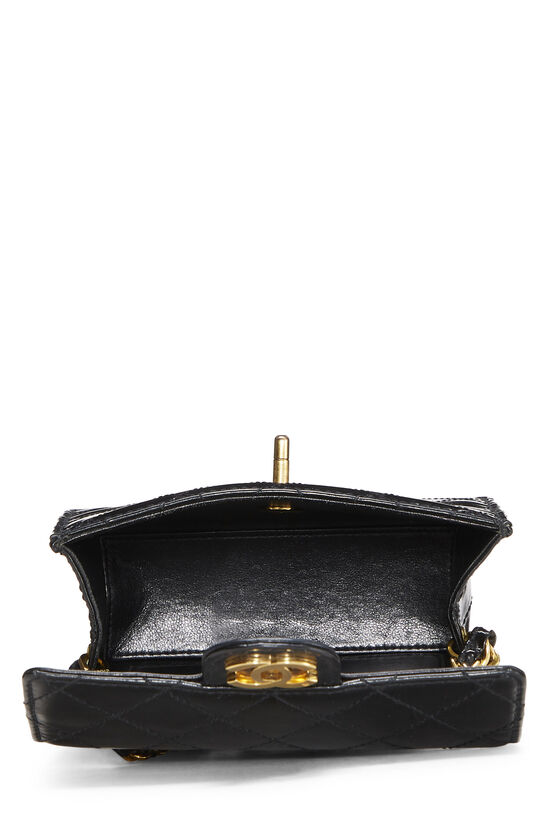 Mini Black Flap Square Bag With Bag Charm