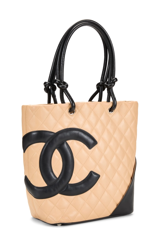 Beige Quilted Calfskin Cambon Tote Small, , large image number 1