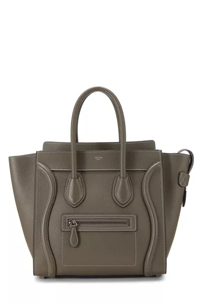 Grey Drummed Calfskin Luggage Micro