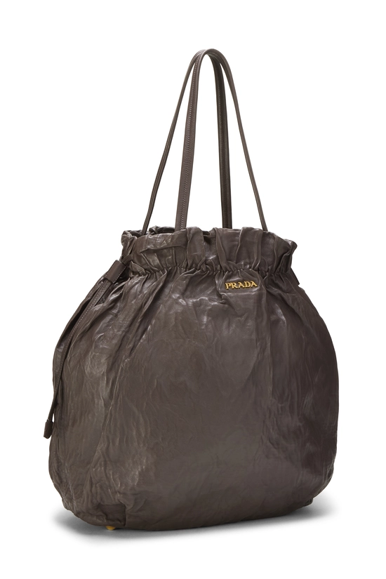 Brown Calfskin Drawstring Tote, , large image number 1