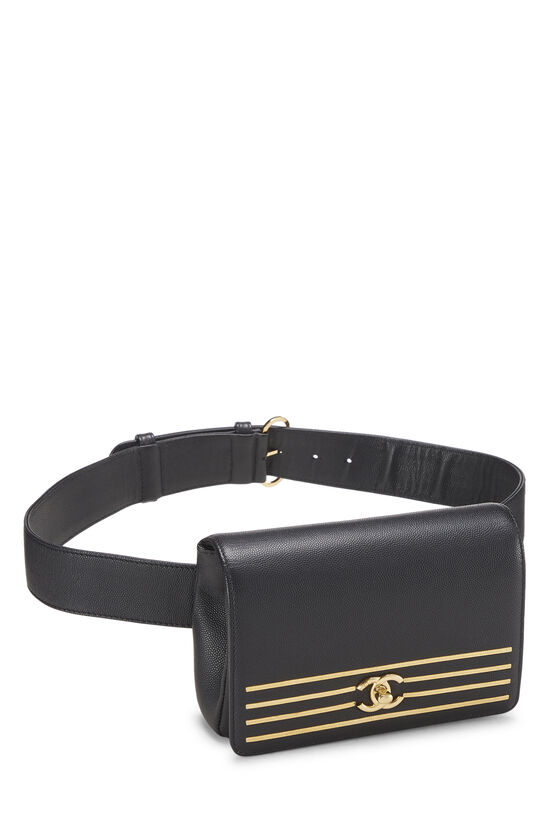 chanel flap belt bag black
