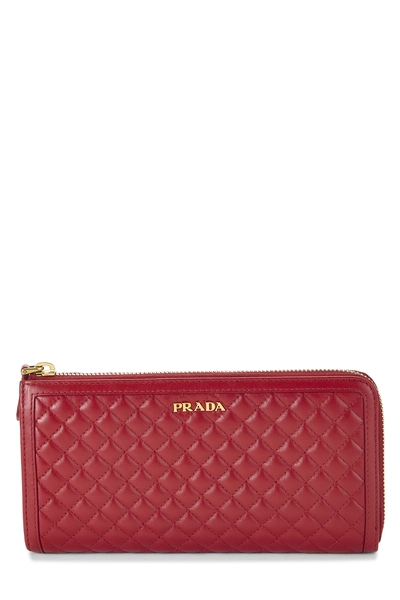 Red Calfskin Zip Around Wallet