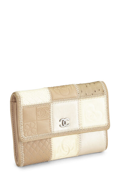 Beige Patchwork Symbols Wallet, , large
