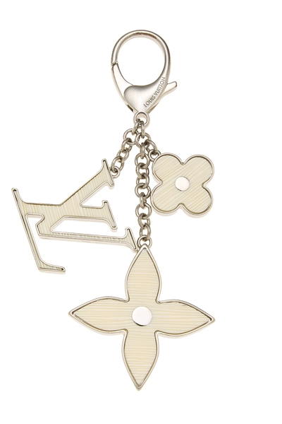 White & Silver Fleur d'Epi Bag Charm
