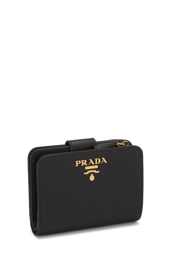 Pre-Owned Black Saffiano Zip Around Compact Wallet QNA3IG3RKB01A