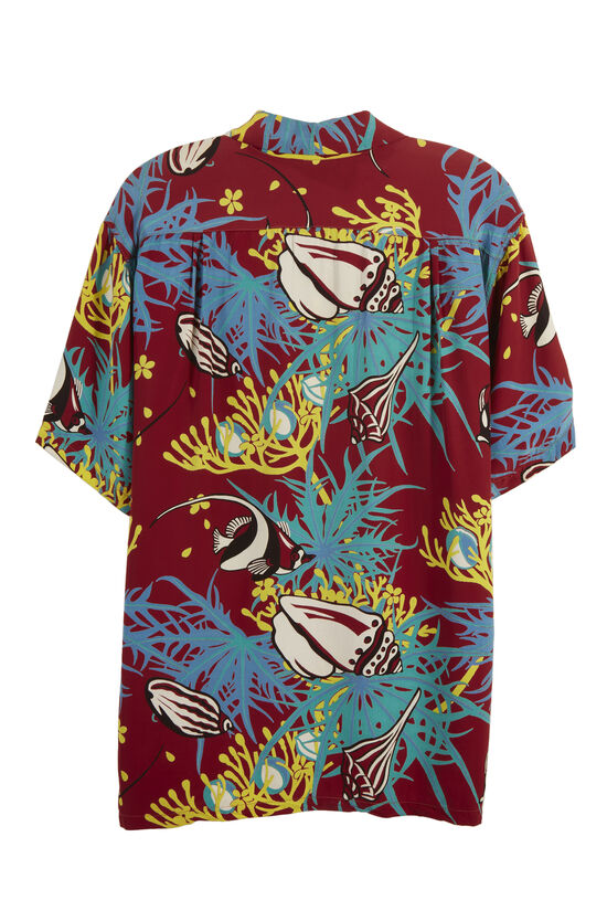 Red Floral & Shell Kamehameha Hawaiian Shirt, , large image number 1