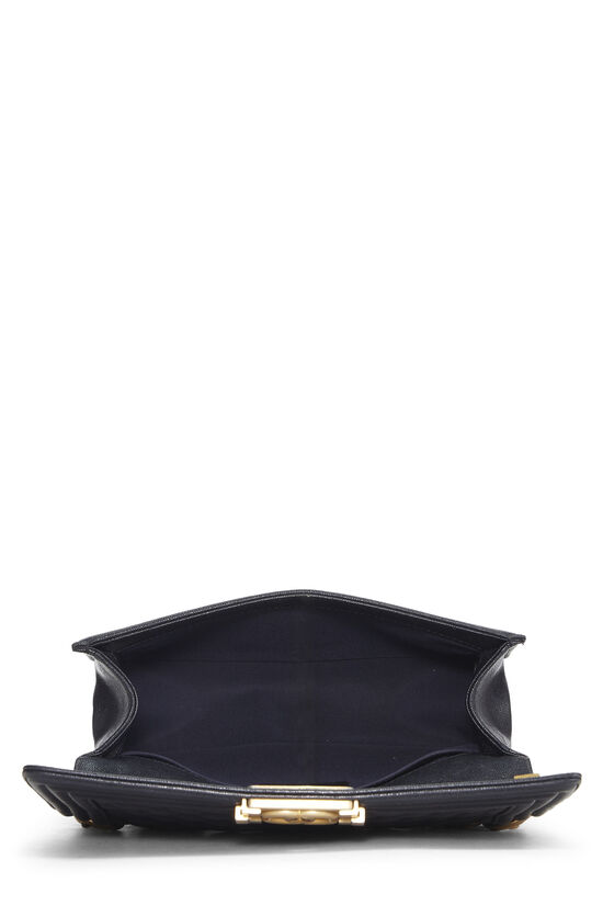 Chanel Navy Metallic Quilted Caviar Medium Boy Bag