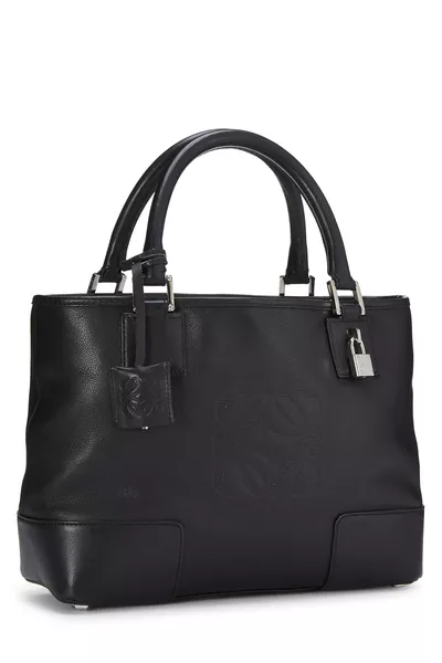 Black Calfskin Leather Fusta 30 Tote, , large