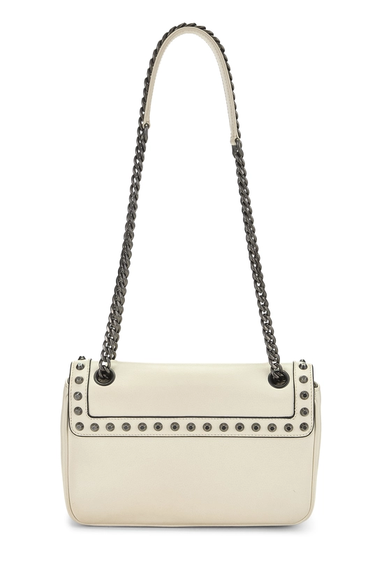 White Calfskin Leather Studded Crossbody, , large image number 3