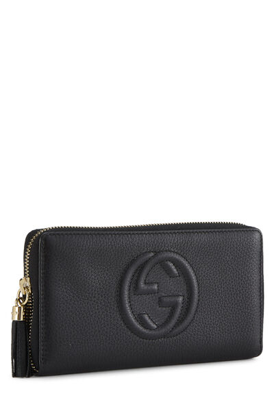 Black Leather Soho Zip Around Wallet, , large