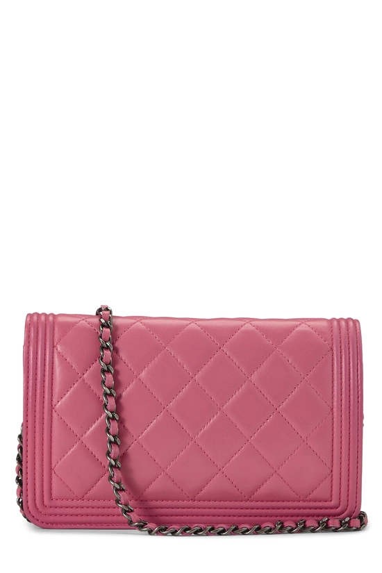 Pink Lambskin Boy Wallet on Chain (WOC), , large image number 3