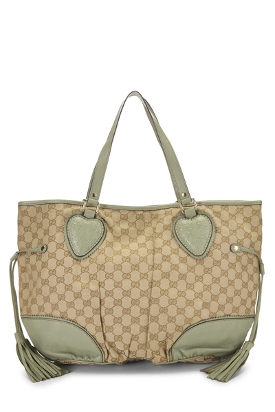 Gucci Green Original GG Canvas Tribeca Tote Large