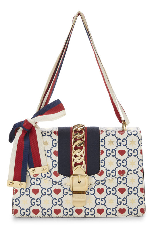 White & Multicolor Leather Chinese Valentine's Day Sylvie Shoulder Bag, , large image number 0