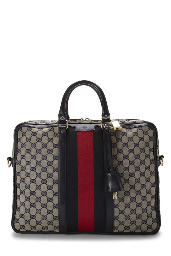 Navy GG Canvas Web Briefcase, , large image number 0