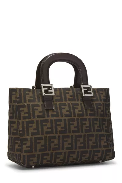 Brown Zucca Canvas Handbag Small, , large