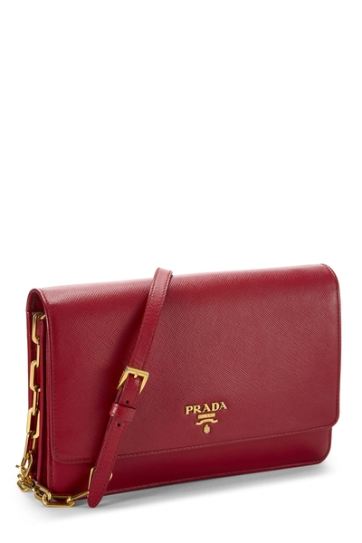 Prada Red Saffiano Leather Wallet On Chain (WOC) — photo 2