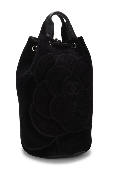 Chanel Black Terry Cloth Drawstring Beach Backpack — photo 2