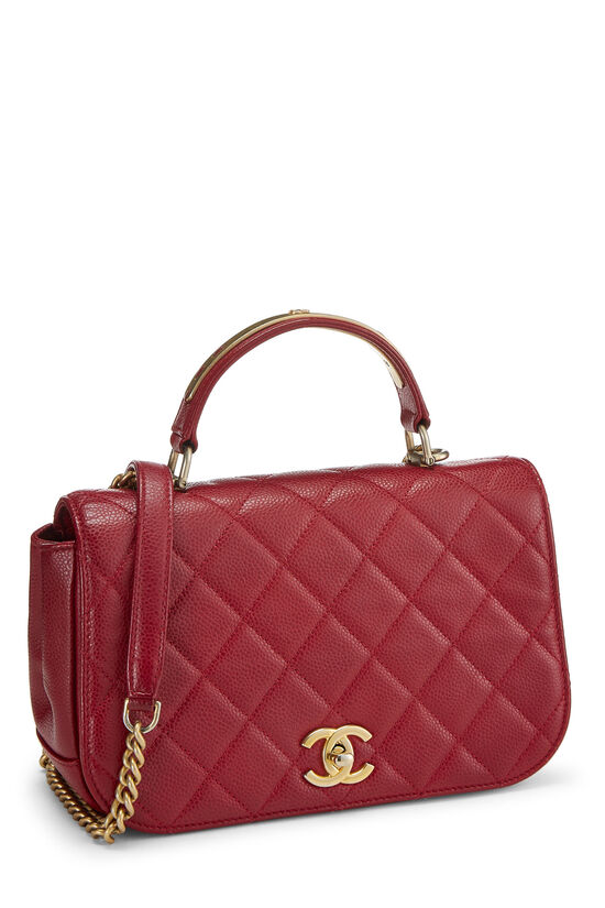 Red Quilted Caviar Carry Around Flap Small , , large image number 3