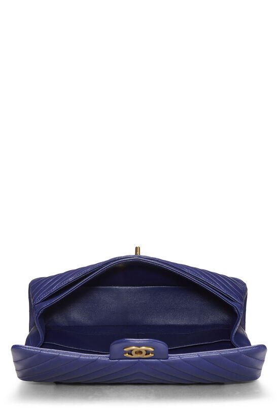 CHANEL classic Medium single flap navy blue shoulder bag