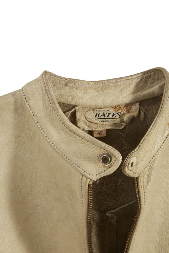 White Leather 1950s Bates Jacket, , large image number 2