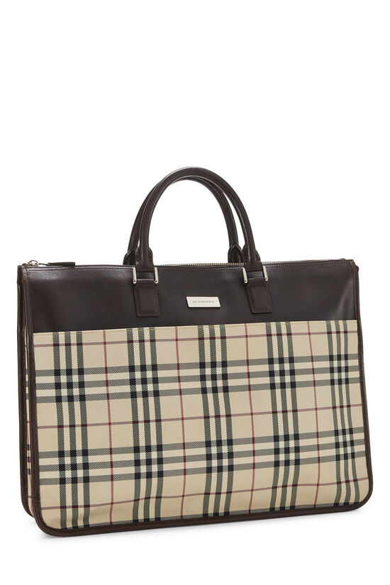 Brown Canvas Check Briefcase, , large image number 1