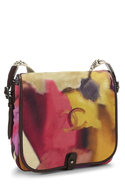 Multicolor Suede Flower Power Messenger, , large