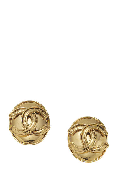 Gold 'CC' Oval Earrings