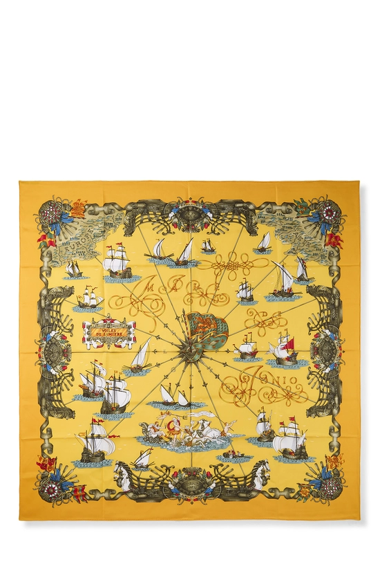 Orange & Multicolor 'Voiles de Lumiere' Silk Scarf 90, , large image number 0