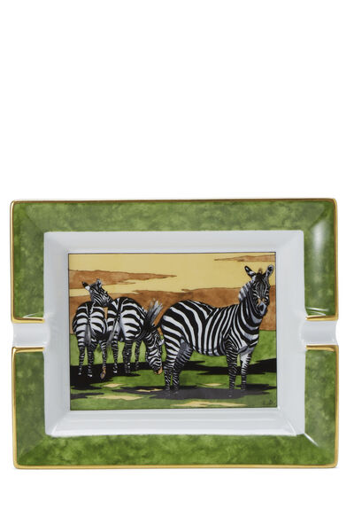 Green & Multicolor 'Zebra' Porcelain Ashtray