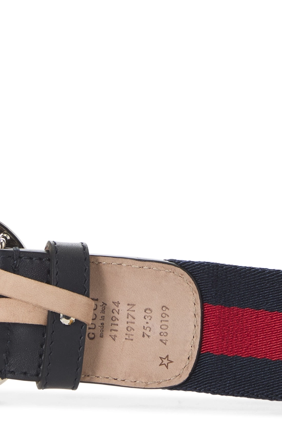 Navy GG Canvas Interlocking Belt 75, , large image number 3