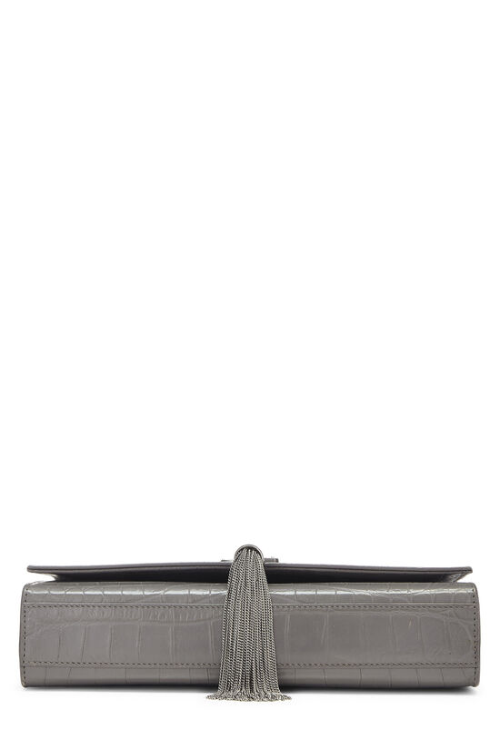 Grey Embossed Leather Kate Tassel Bag Medium, , large image number 5