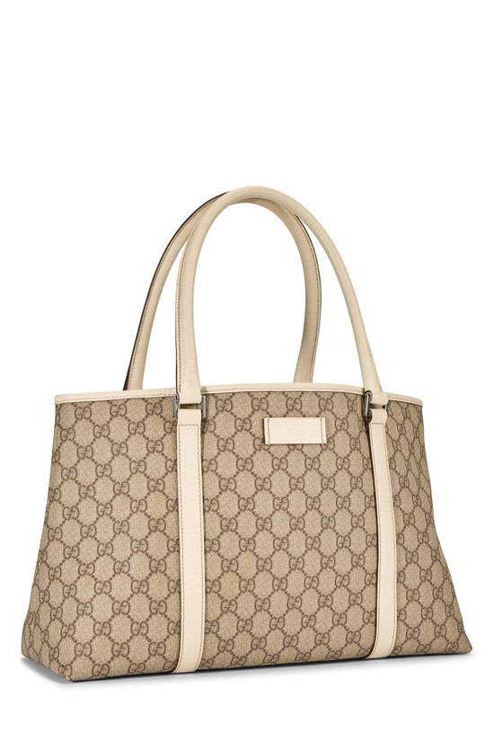 White GG Supreme Canvas Tote Large, , large image number 1