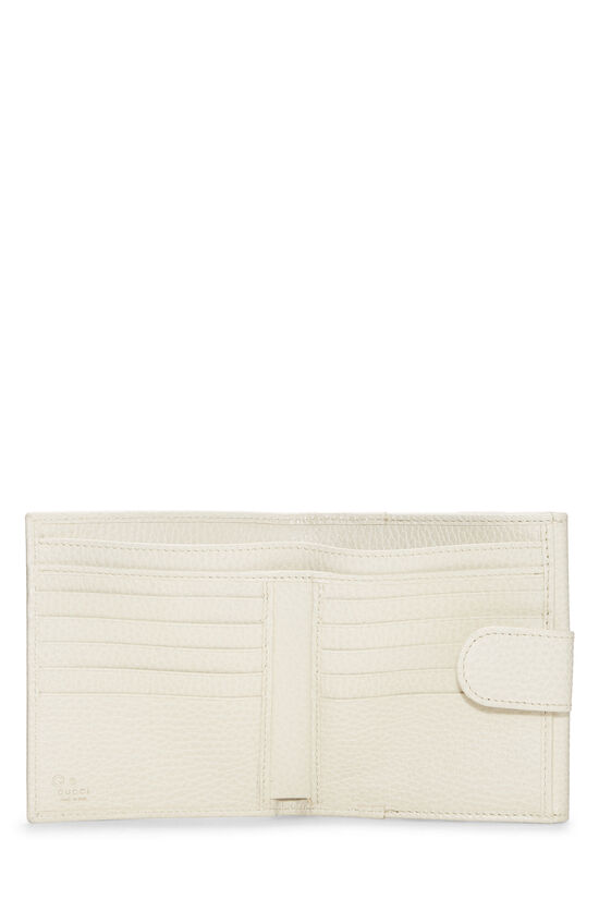 White Grained Leather Interlocking French Flap Wallet, , large image number 3