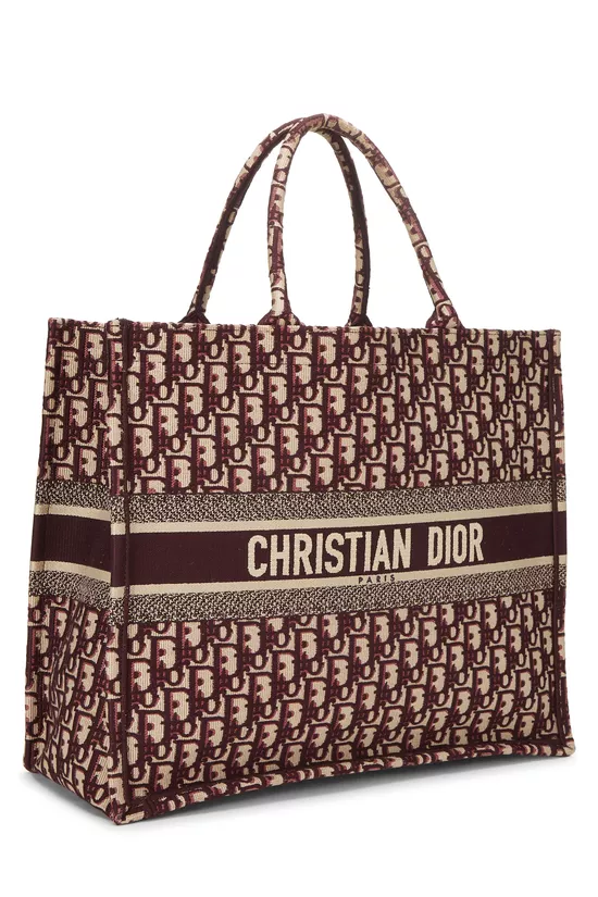 Burgundy Embroidered Trotter Canvas Book Tote Large, , large image number 1